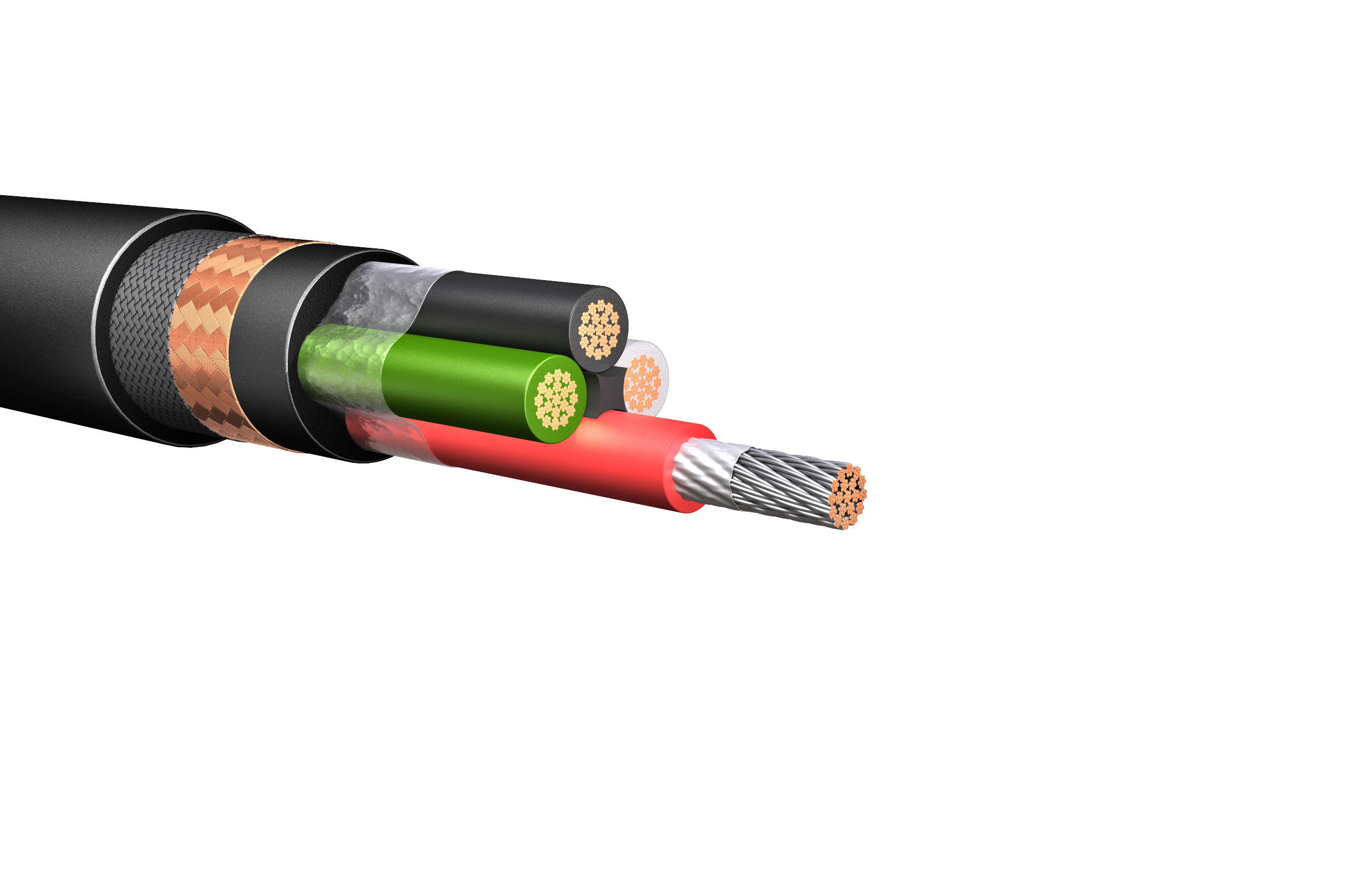 HW272: 600V/1kV Four Conductor Power Cable, Armored & Sheathed